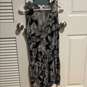 White House Black Market Monochrome Leaf Pattern Romper